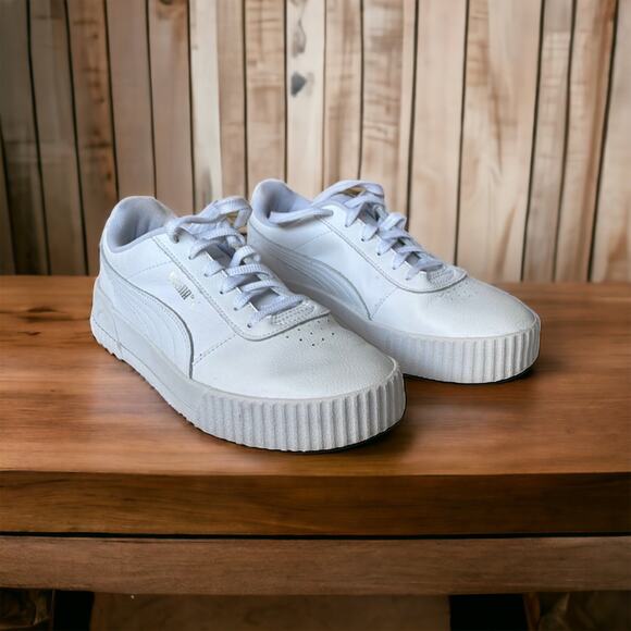 Puma Platform Sneakers Womans Size 9 Carina White Leather Athletic Shoes - Picture 2 of 9